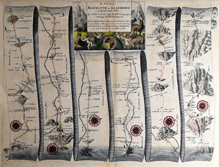 JOHANNES BLAEU antique coloured map - Brecknock entitled ‘Comitatus Brechiniae’, 42 x 55cms; - Image 3 of 3