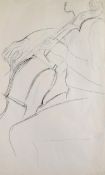 DAVID JONES pencil drawing - figure, entitled on Martin Tinney label ‘Cello Player, 1940s’, 33 x