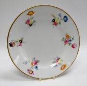 SWANSEA PORCELAIN PLATE of circular form with gilded rim and painted sprays of flowers, impressed