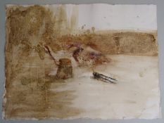 IVOR DAVIES watercolour - preliminary still-life of skull and vessel, signed and dated 2.III.08,