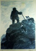 SIR KYFFIN WILLIAMS RA artists proof print - farmer on a mountain accompanied by two sheepdogs,