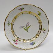 SWANSEA DESSERT PLATE with lobed rim and having a moulded border with C-scrolls, flowers, foliage