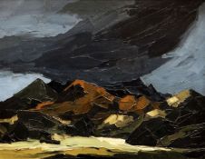 SIR KYFFIN WILLIAMS RA oil on canvas - mountain peaks, entitled on Howard Roberts gallery label ‘Sun