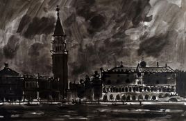 SIR KYFFIN WILLIAMS RA colourwash - night-time view of San Marco and the Doge’s Palace, entitled ‘