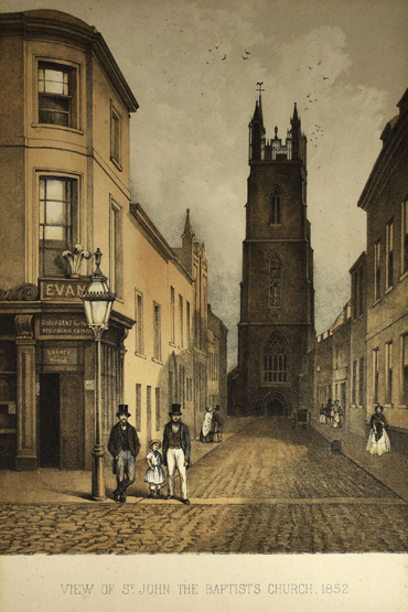 NINETEENTH CENTURY PRINTS a pair - both of historical Cardiff, entitled ‘View of St John The Baptist - Image 2 of 2