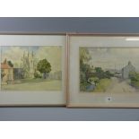 MAURICE A GREENWOOD RCA two watercolours - rural scene with canal bridge, signed and entitled '
