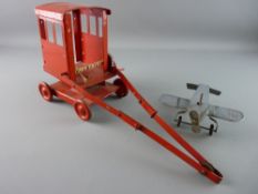 TINPLATE TOYS to include an early Triang red lifting crane with winding ratchet action on balloon