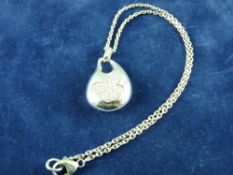 A 925 SILVER NECK CHAIN AND PENDANT having a flower of tiny diamonds, 21.5 grms total