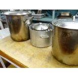 *A QUANTITY OF COMMERCIAL COOKING POTS AND PANS ETC