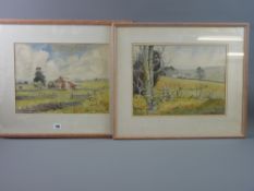 MAURICE A GREENWOOD RCA two watercolours - rural scenes, 'Derbyshire Farm', signed and dated 1993,