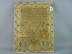 AN EARLY 19th CENTURY NEEDLEWORK SAMPLER by Mary Dutton, Christleton, unframed with verse, Adam