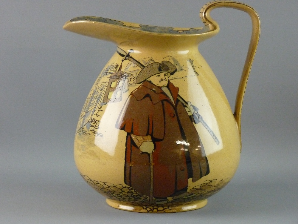 A LARGE ROYAL DOULTON SERIES WARE WATER JUG with 'Night Watchman' series decoration and factory