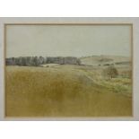 GERRY BALL watercolour - titled 'Ploughed Fields at Dulas', 23.5 x 32.5 cms