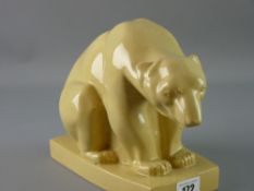 JOHN SKEAPING WEDGWOOD POLAR BEAR, tan glazed on a rectangular base, impressed 'J Skeaping,