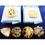 FIVE NINE CARAT GOLD GOODYEAR TYRE BADGES, long service pin badges, 14.6 grms and a ten carat gold