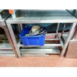 *A STAINLESS STEEL PREPARATION TABLE with base rack, 90 x 60 cms