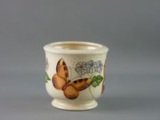 A MOORCROFT 'BUTTERFLY' PLANTER, 14 cms diameter, decorated on a cream ground with painted and