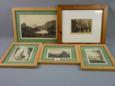ROBERT LILLIE three framed etchings - mountainous and woodland scenes, various titles along with two