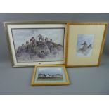 SIR KYFFIN WILLIAMS RA coloured print - five farmers and their three sheepdogs on a hilltop, printed