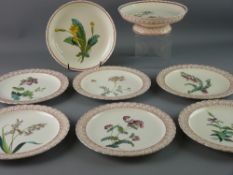 A COPELAND CREAM WARE DESSERT SERVICE, six 21 cms diameter plates and two 19.5 cms comports, early