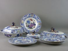 A QUANTITY OF 19th CENTURY MASONS PATENT IRONSTONE DINNERWARE to include two 25 cms bowls and