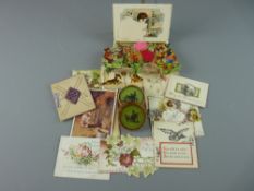 QUANTITY OF VICTORIAN SCRAPS contained within a small cigar box, a collection of Victorian and