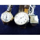THREE LADY'S VINTAGE WRISTWATCHES including a nine carat gold cased Swiss Hirco