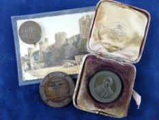 THREE 18th CENTURY AND LATER TOKENS AND MEDALLIONS to include a 1787 Parys Mine Company penny,