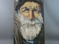 CARL F HODGSON oil on box canvas - portrait of 'Old Ike', signed with initials and entitled verso '