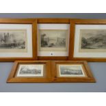 FIVE ANTIQUE MONOCHROME PRINTS - North Wales scenes, various engravers and measurements