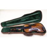 A VIOLIN IN A 'CROCODILE' LEATHER CASE the violin bearing internal label for Nicolaus Amatus (