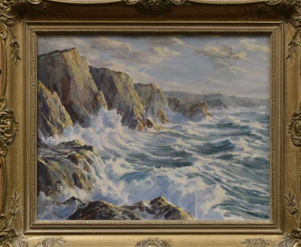 WILLIAM F PIPER (St. Ive's Society Artist) oil on canvas, a pair - Cornish coastal scenes, - Image 2 of 3