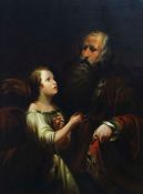 JACK LEIGH WARDLEWORTH oil on canvas - depiction of a later middle-ages priest and child, signed,