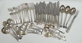 FIFTY-THREE PIECES OF MAPPIN & WEBB SILVER CUTLERY with monogrammed handles, the silver handled