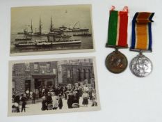 1914-1918 CAMPAIGN MEDAL & MERCANTILE MARINE MEDAL TO JOHN CAVANAGH with ribbons, an interesting