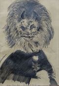 ANDREW VICARI pencil sketch - entitled 'Beauty and the Beast' signed and dated 1964, 49 x 34cms