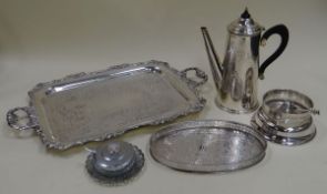 A PARCEL OF EPNS comprising twin-handled tray, tall coffee-pot etc