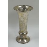 A SILVER TRUMPET VASE, Birmingham 1920, 19cms high (heavily weighted)