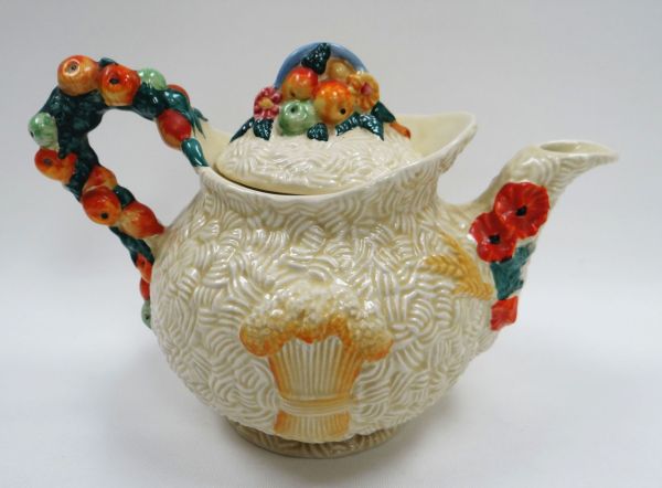 CLARICE CLIFF 'CELTIC HARVEST' TEAPOT, 16cms high