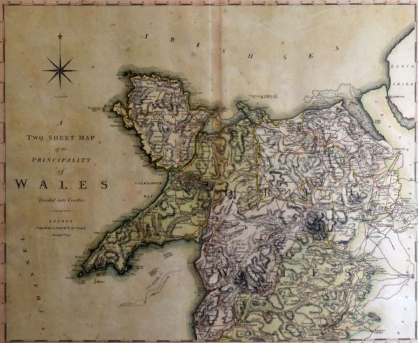 C SMITH antique coloured maps, a pair - the Principality of Wales divided into two counties, 1804, - Image 2 of 2