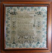 SARAH EDWARDS' POETIC & PICTORIAL SAMPLER aged 12, 1847, 41 x 41cms