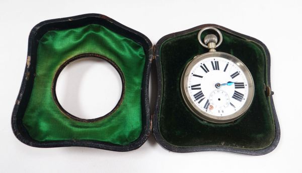 A SILVER POCKET-WATCH HOLDER & watch (distressed), together with a chain-mail purse and silver - Image 2 of 2