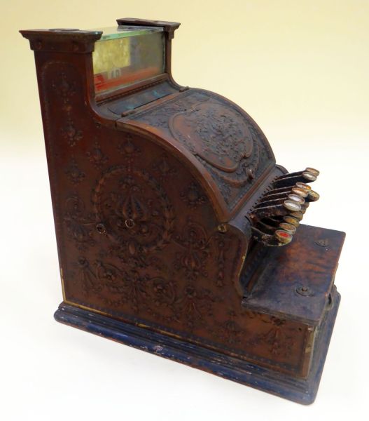 A NATIONAL CASH REGISTER model no.317, in brass and wood, for restoration, 28cms wide - Image 2 of 3