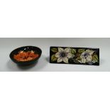 A MOORCROFT 'HIBISCUS' FOOTED DISH & BOXED MOORCROFT FLORAL COLLECTION SIGN