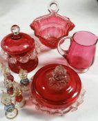 FOUR ITEMS OF CRANBERRY GLASS