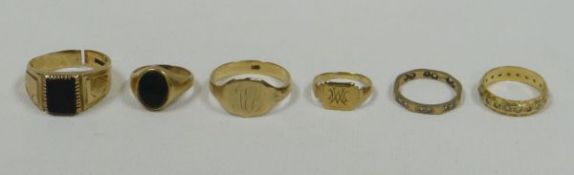 SIX SUNDRY GOLD RINGS, 19.1gms