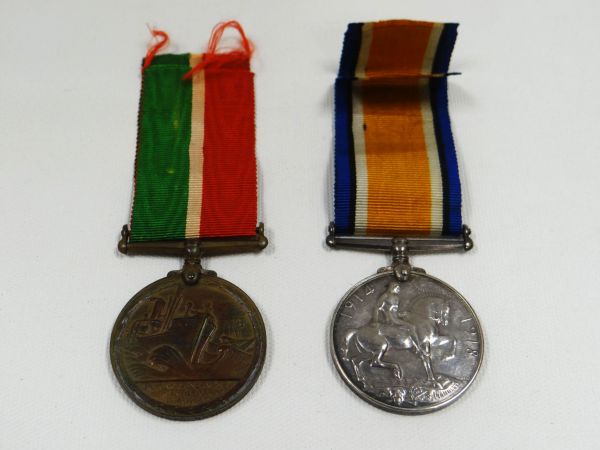 1914-1918 CAMPAIGN MEDAL & MERCANTILE MARINE MEDAL TO JOHN CAVANAGH with ribbons, an interesting - Image 2 of 3