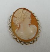 A CAMEO BROOCH in a 9ct yellow gold frame