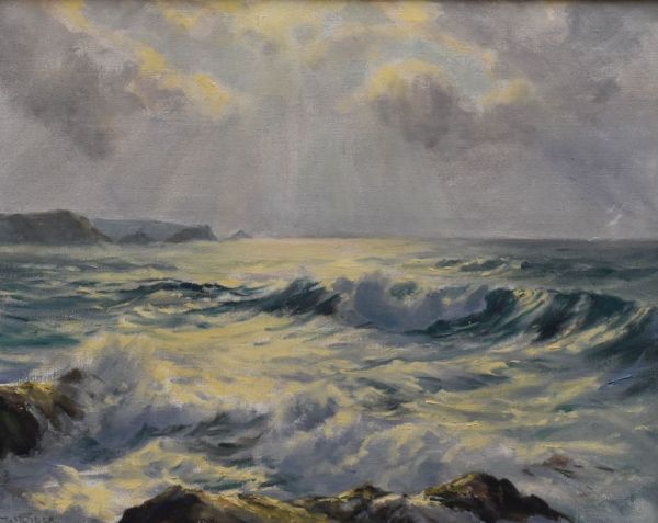 WILLIAM F PIPER (St. Ive's Society Artist) oil on canvas, a pair - Cornish coastal scenes, - Image 3 of 3