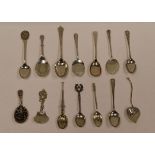 A COLLECTION OF FOURTEEN ENGLISH SILVER SPOONS of various forms, 7.3ozs